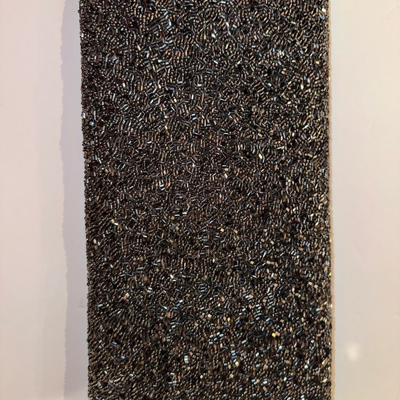 Moyna Couture Extra Large Beaded Clutch with shoulder strap in Pewter. NWOT - Picture 3 of 7